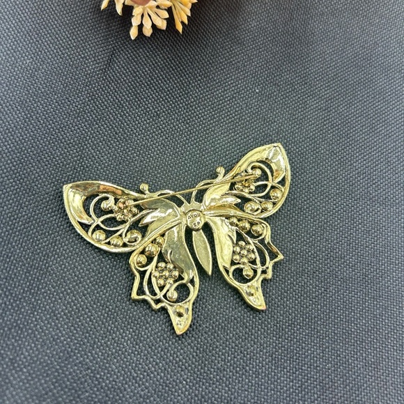 Vintage Avon butterfly brooch borealis rhinestones enamel - Picture 3 of 4